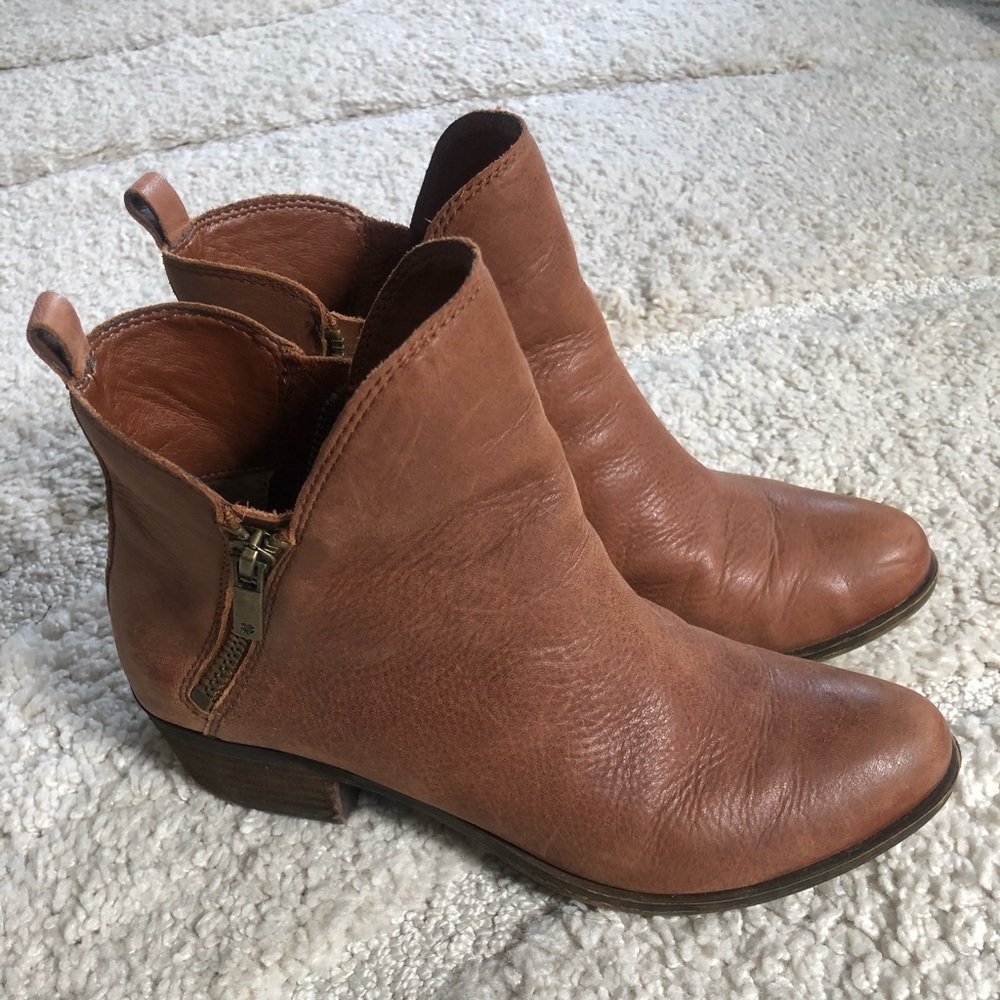 Lucky Brand soft leather brown booties side zip